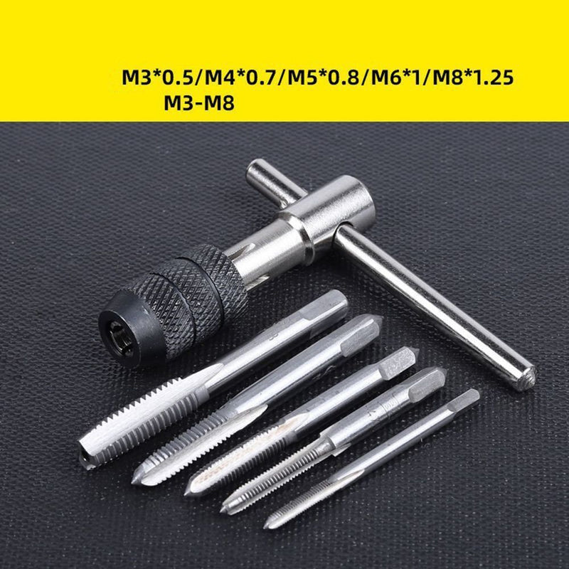 Drill Bit Tap Drill Wrench Screw Thread Taps T-Wrench Reamer Hand Tap Set