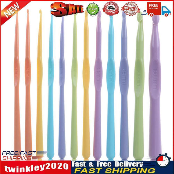 12pcs 2-10mm Plastic Crochet Hooks Kit Knitting Needles Craft Weave Tools Newly