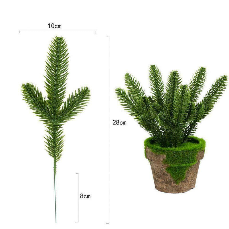 Artificial Flowers Christmas Pine Branches Plastic Leaves Decors Party Tree P7X9