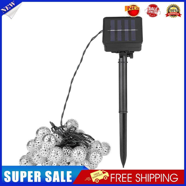 LED Solar String Light Hollow Moroccan Ball Lantern Garden Decor (Warm 7m)