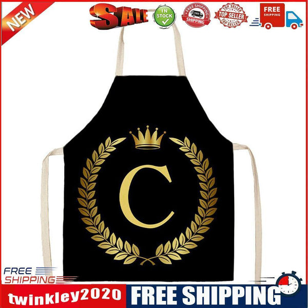 Crown C Linen Apron Waterproof Kitchen Cooking Bibs Sleeveless (82X68CM)