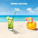 5pcs/Set Stainless Steel Reusable Drink Straws Cleaning Brush Kit (Green) Newly