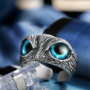 Retro Blue Eye Owl Shape Ring Alloy Open Finger Rings Men Women Punk Jewelr