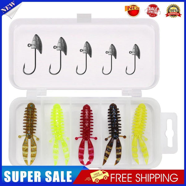 Sharp Blood Slot  Head Soft Lure+Fishing Hook with Barbed Hook Suit