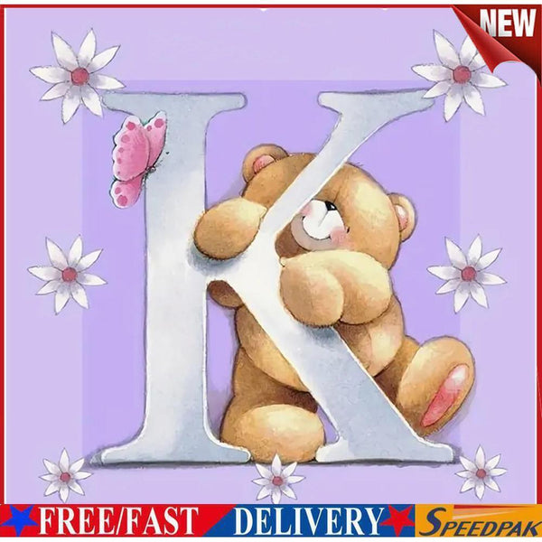 Diamond Painting Letter Bear 5D DIY Full Drill Round Cartoon Art (B1064) #F