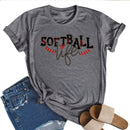 Independence Day Print Softball Letter Tea T-Shirt (Grey L)