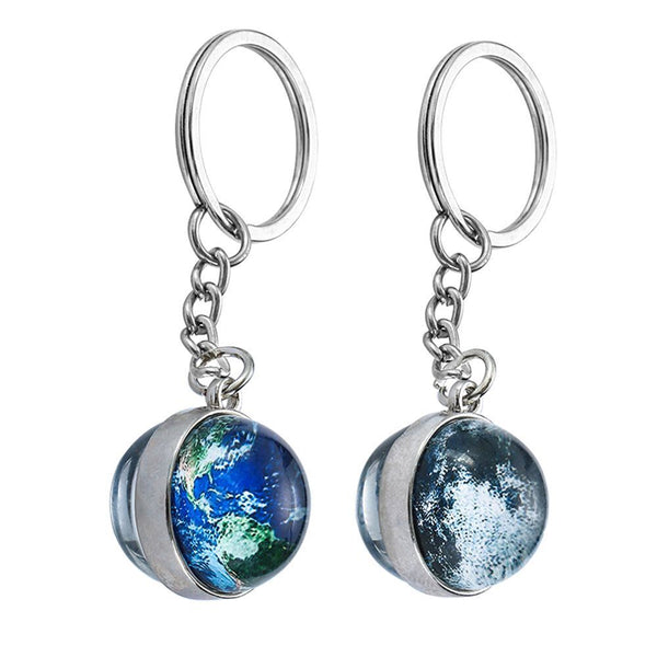 Dome Pendant Solar System Keychain Galaxy Ball Double Sided Planet Keyring
