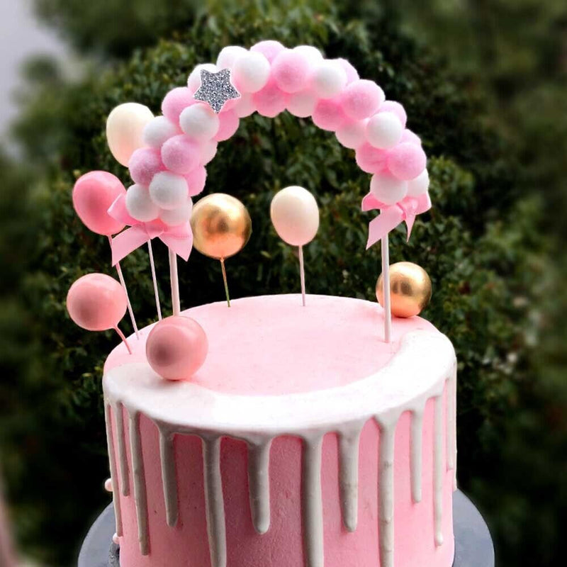 Decoration Soft Baby Shower Pompom Cloud Cake Flags Cloud Balloon Cake Topper