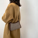 Fashion Plaid Pattern Crossbody Purse Women Woolen Shoulder Bag (Coffee)