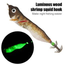 103mm LED Luminous Wood Shrimp Bait Squid Jigs Hook Fishing Lures (Brown)