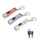 Mini Keychain Torch w/ Buckle USB Rechargeable Emergency Flashlight (Red)