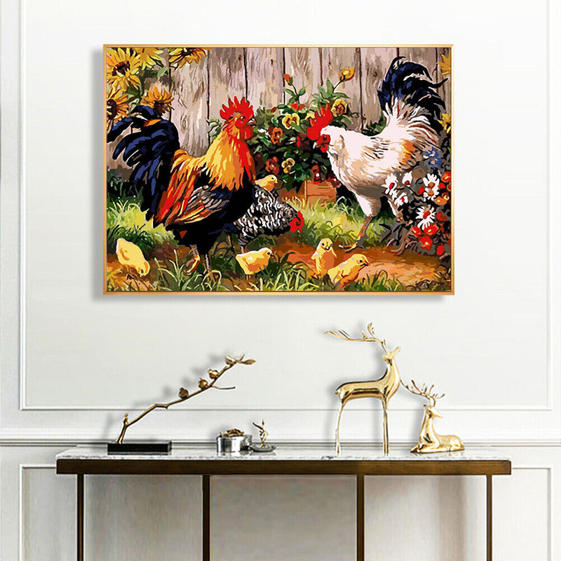 Yard Chicken Partial Oil Paint By Numbers DIY Handpainted Home Decoration Gifts