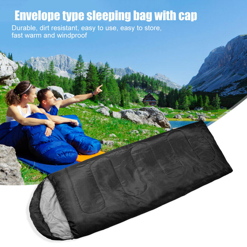 #A Camping Sleeping Bag Ultralight Warm Envelope Backpacking Hooded Sleeping B