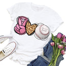 Baseball Leopard Love Print Tea T-Shirt (White XL)