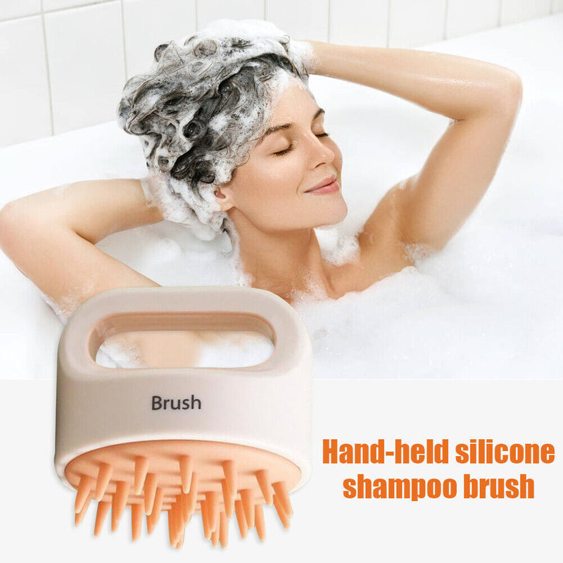 Silicone Scalp Head Massager Comb Handheld Hair Washing SPA Brush (Pink)