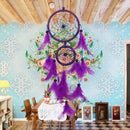 5pcs Double Ring Purple Feather Dream Catcher Wall Hanging