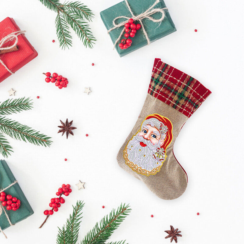 5D Diamond Painting Xmas Rhinestone Sock Embroidery Mosaic Gift Bag (SDW04)