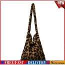 Retro Plush Messenger Bag Big Capacity Women Shoulder Tote (L Leopard)