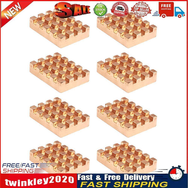 8pcs A8 Copper Heat Sink Adhesive Back PC Cooler Memory IC Chipset Cooling Newly