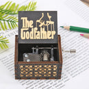 Retro Black Hand Cranked Music Box Wood Kid Child Birthday Gift Home Decor