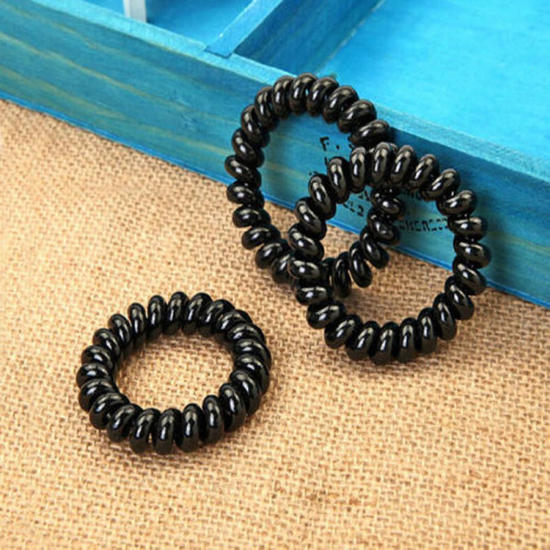 Women Elastic Girls Rubber Hair Rope Extendable Telephone Wire Hair Ties