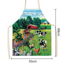 Pasture Linen Kitchen Apron Household Waterproof Cooking Pinafore (68X55CM)