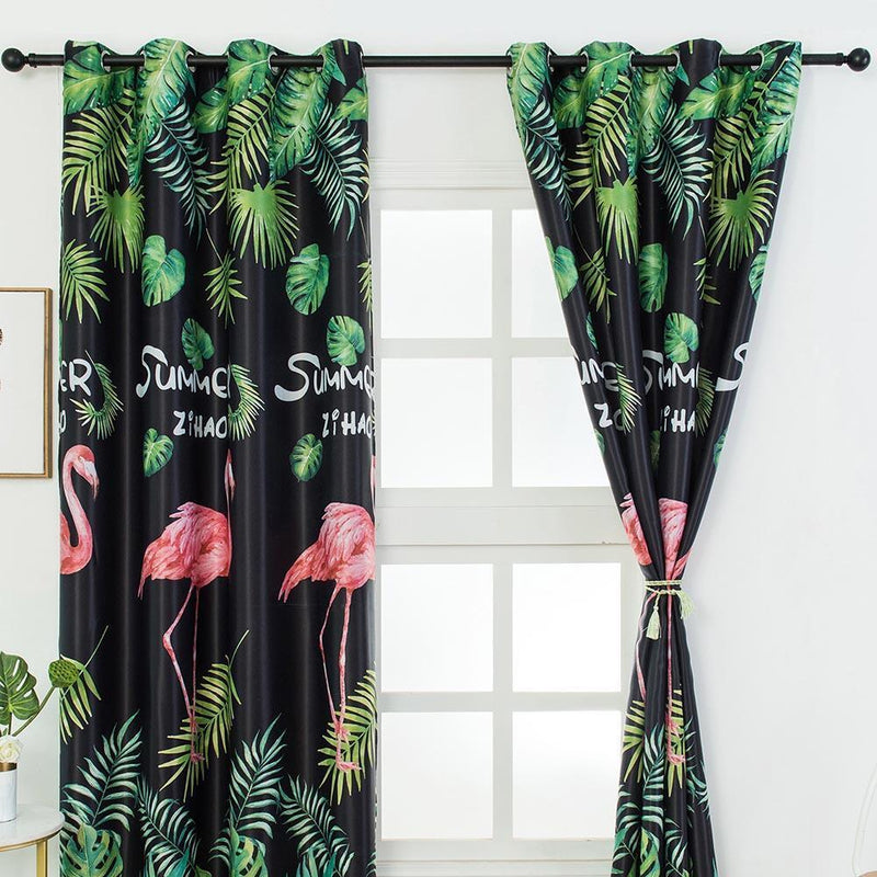 Pink Birds Printed Home Blackout Curtains Bedroom Windows Decorative Drapes