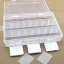 Adjustable 24 Compartment Plastic Storage Box Jewelry Earring Case Clear Newly