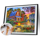 DIY Small Town Scenery Oil Paint by Numbers Coded Hand Painted Acrylic Drawin