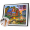 DIY Small Town Scenery Oil Paint by Numbers Coded Hand Painted Acrylic Drawin