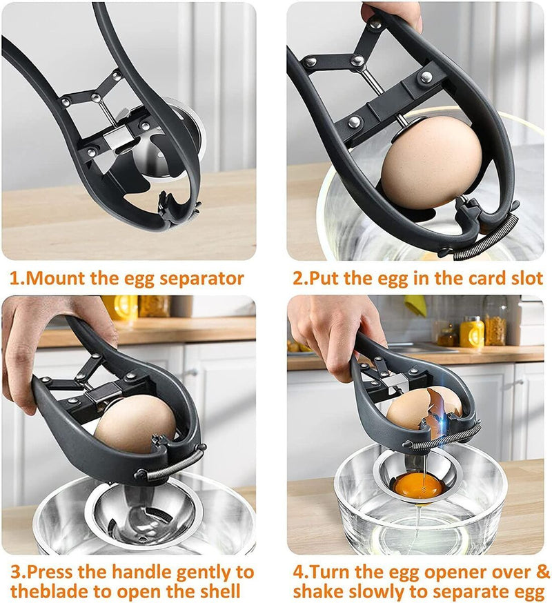White Separator Food Grade Handheld Egg Opener Egg Cracker Egg Separator Tool