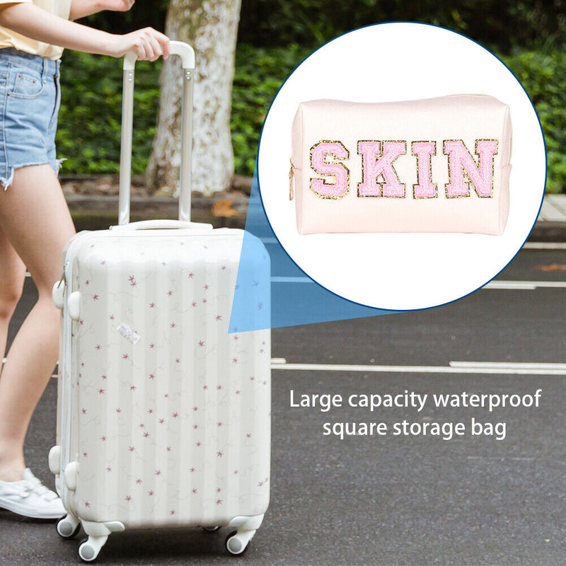 Cosmetic Bag Pu Leather Makeup Pouch Portable Travel Organizer Zipper for Tra