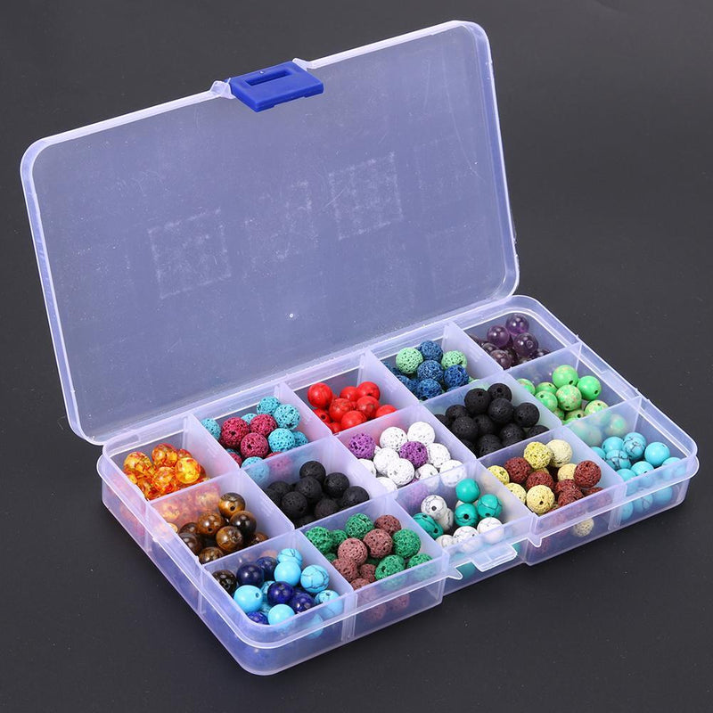RongSheng 410 Colorful Chakra Beads, Lavaste Stone with Jewelry Box, DIY