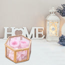 Hexagon Transparent Glass Jewelry Box Wedding Ring Earrings Holder (Square)