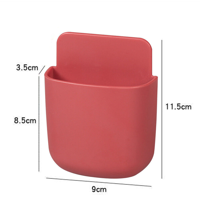 Wall Storage Box Phone Plug Holder Rack Desktop Organizer Stand (Red)