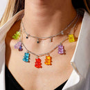 Creative Bungee Cool Girl Transparent Jelly Color 7 Necklace Bear Chain I0Q3