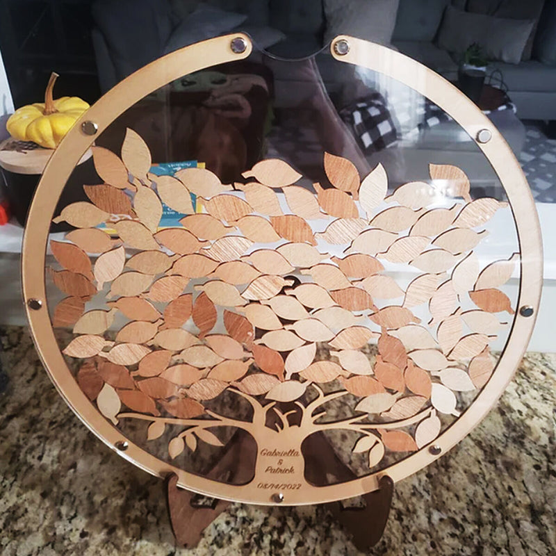 #A Wedding Guest Book Alternative Wooden Card Box 60 Wood Leaves for Reception