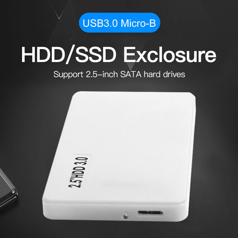 2.5 HDD SSD Case SATA to USB 3.0 Hard Drive Enclosure Support 8TB (White)