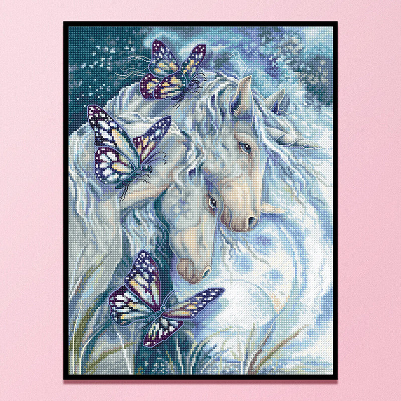 Full Embroidery Printed Horn Horse DIY Cross Stitch Kits 11CT Needlework Sets