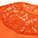 Women Blouses Sexy Lace Splicing Long Sleeve Top Shirts (Orange)(L)