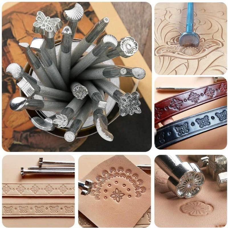 20pcs Manual Leather Craft Stamping Carving Embossing Beveler Stamping Tools .