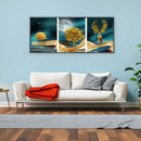 Canvas Paint By Numbers Golden Deer 3 Panel Oil Hand Painted Home Drawing Kit