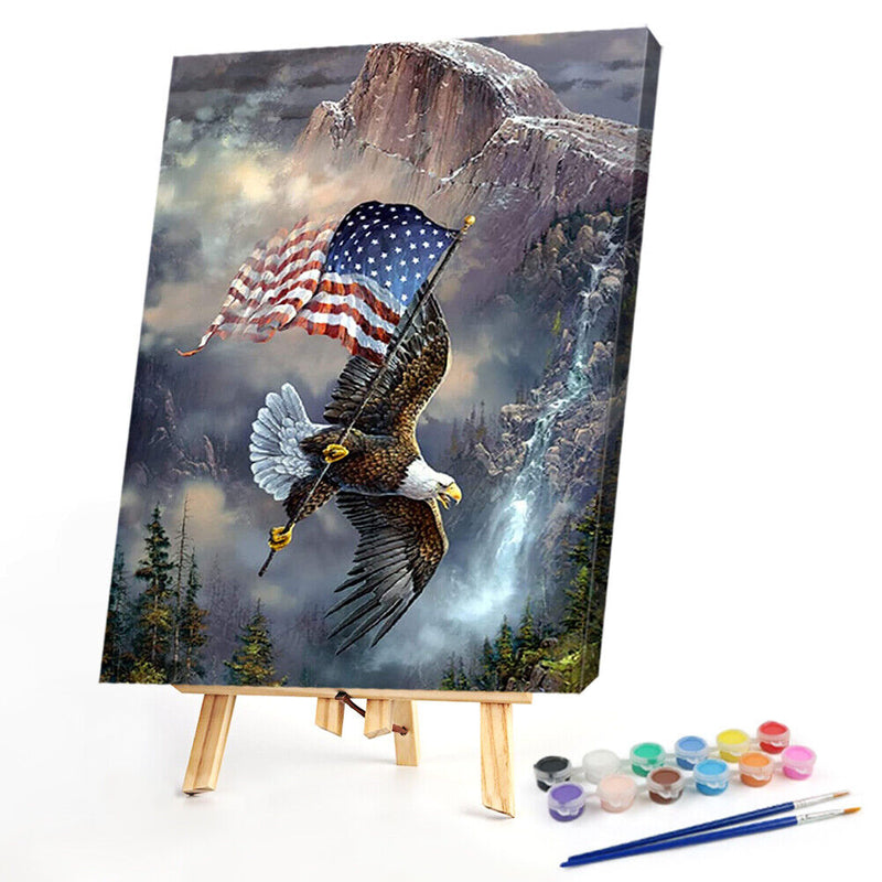 Flag Eagle Oil Paint By Numbers Kit DIY Acrylic Painting on Canvas Frameles