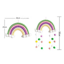 Woven PomPom Photo Prop Clouds Rainbow Tapestry Felt Ball Wall Hanging Decor