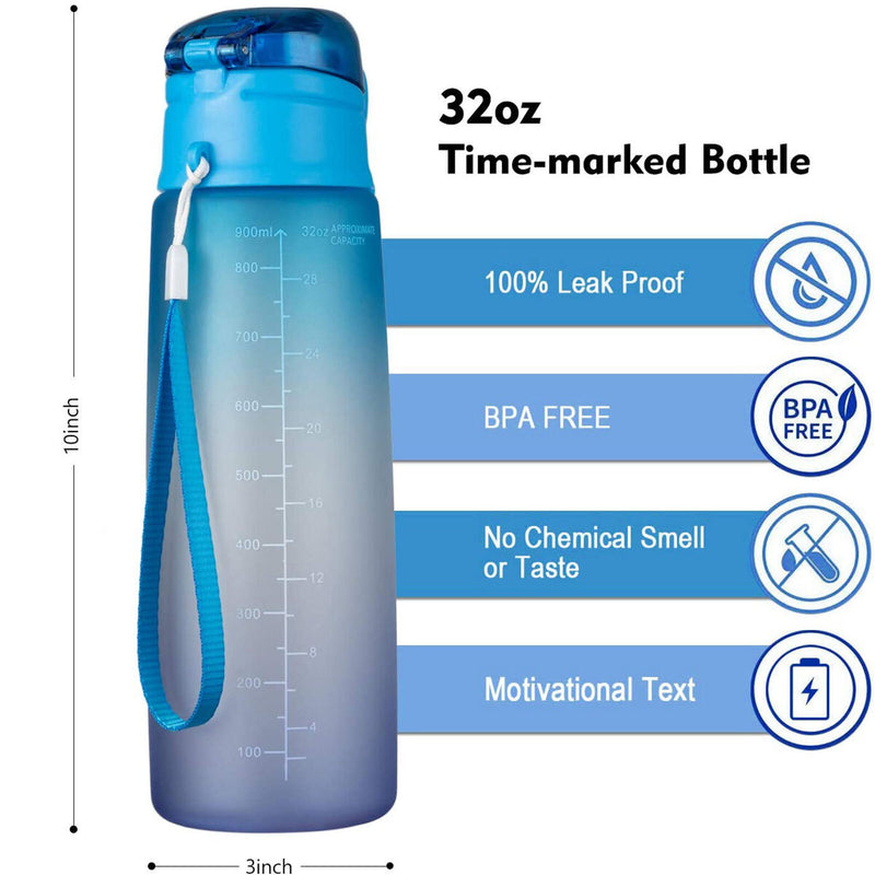 Water Bottle with Time Marker Portable Water Bottle for Kids (Blue Shade) Newly