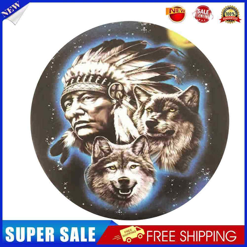 Round Metal Tin Sign Plaque Wall Old Man Wolf Posters Iron Art Painting
