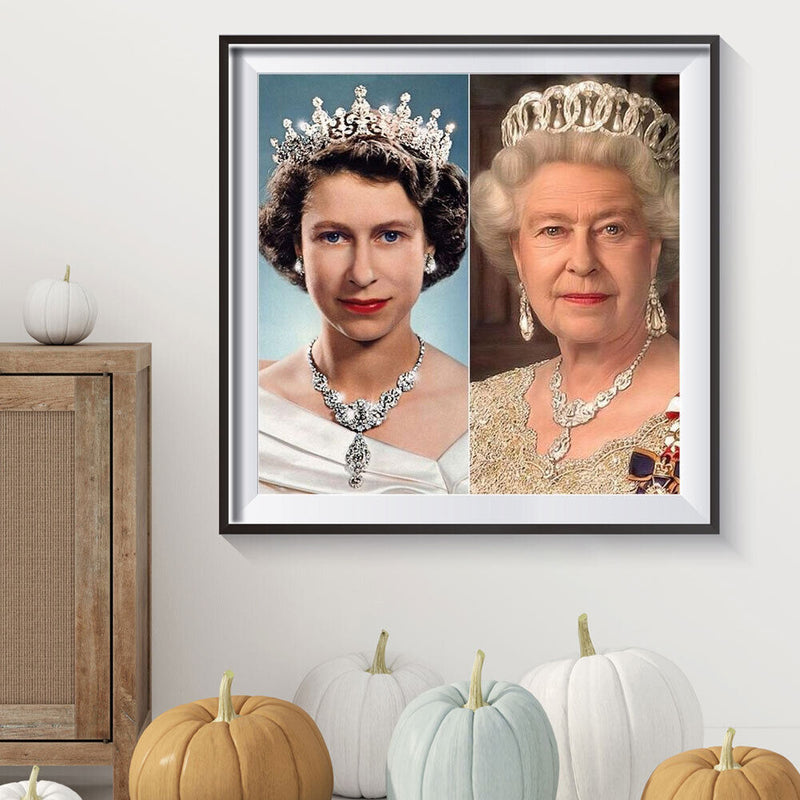 #A The Queen of England 5D DIY Diamond Painting Kits Full Round Drill Wall Decor