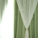 1pc Hollowed Star Shading Window Curtain Drapes Purdah for Home(Green)