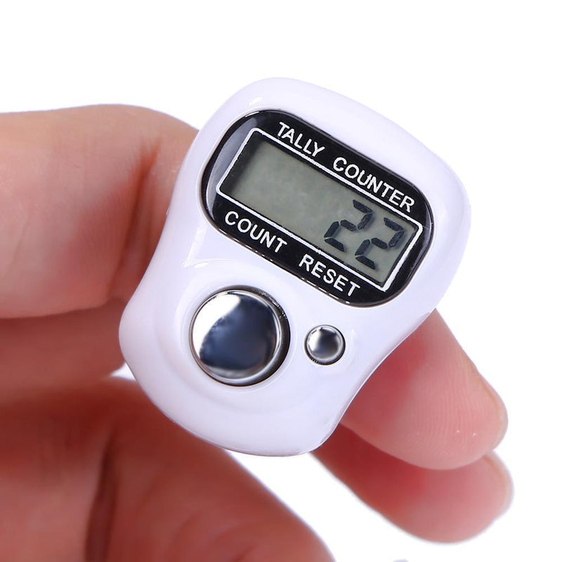 Stitch Marker Row Finger Ring Counter LCD Electronic Tally Counter (White)