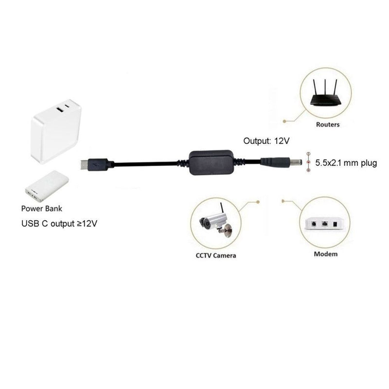 Wifi Router PD to DC 12V 2.5/3.5/4.0/5.5mm Adapter Type C Cable USB C Conveter